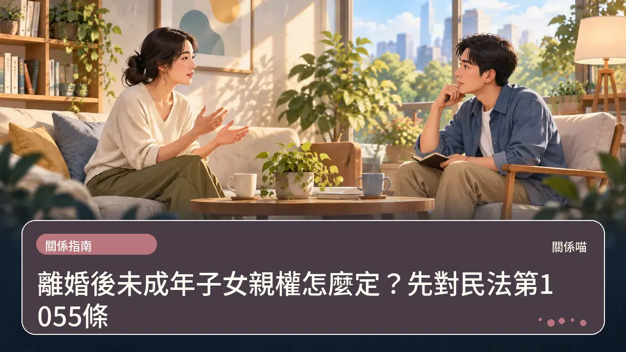 離婚後未成年子女親權怎麼定？先對民法第1055條主題插畫